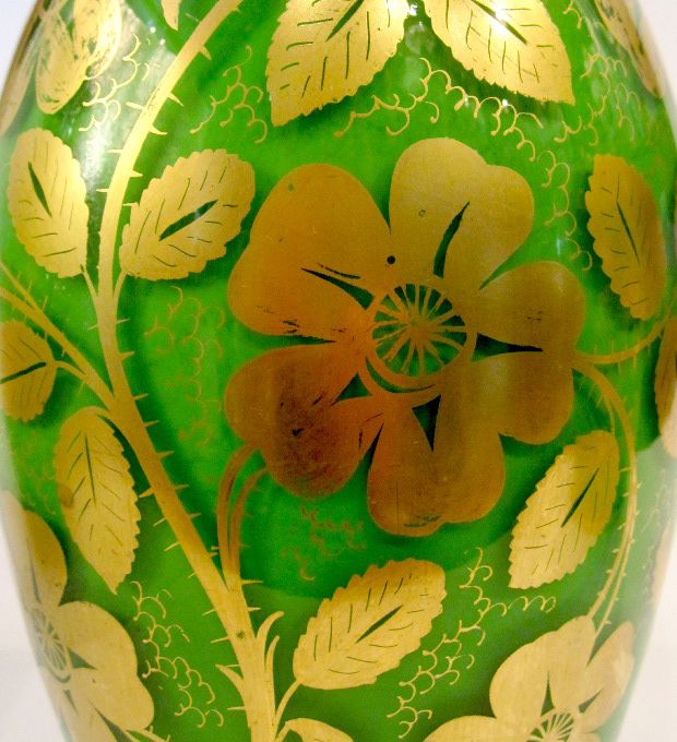 Pair of Stunning Green Opaline Glass Vases Pair of Stunning Green Opaline Glass Vases