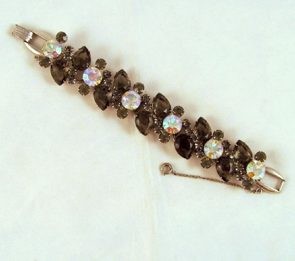 DeLizza & Elster Juliana "Black Diamond" Gray & AB Rhinestones Bracelet DeLizza & Elster Juliana "Black Diamond" Gray & AB Rhinestones Bracelet