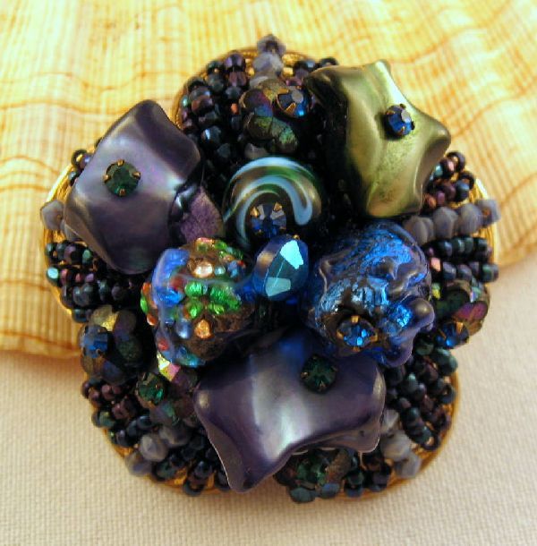 Wired Tiered Jonne Blue Beaded Brooch House of Schrager Wired Tiered Jonne Blue Beaded Brooch House of Schrager