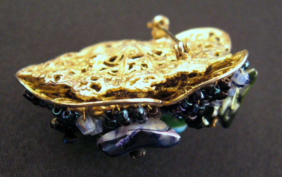 Wired Tiered Jonne Blue Beaded Brooch House of Schrager Wired Tiered Jonne Blue Beaded Brooch House of Schrager