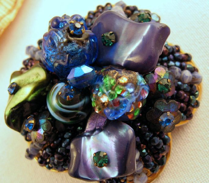 Wired Tiered Jonne Blue Beaded Brooch House of Schrager Wired Tiered Jonne Blue Beaded Brooch House of Schrager