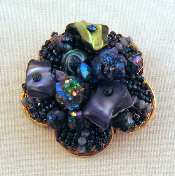 Wired Tiered Jonne Blue Beaded Brooch House of Schrager Wired Tiered Jonne Blue Beaded Brooch House of Schrager