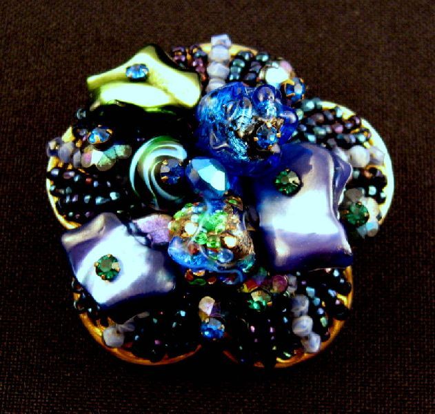 Wired Tiered Jonne Blue Beaded Brooch House of Schrager Wired Tiered Jonne Blue Beaded Brooch House of Schrager