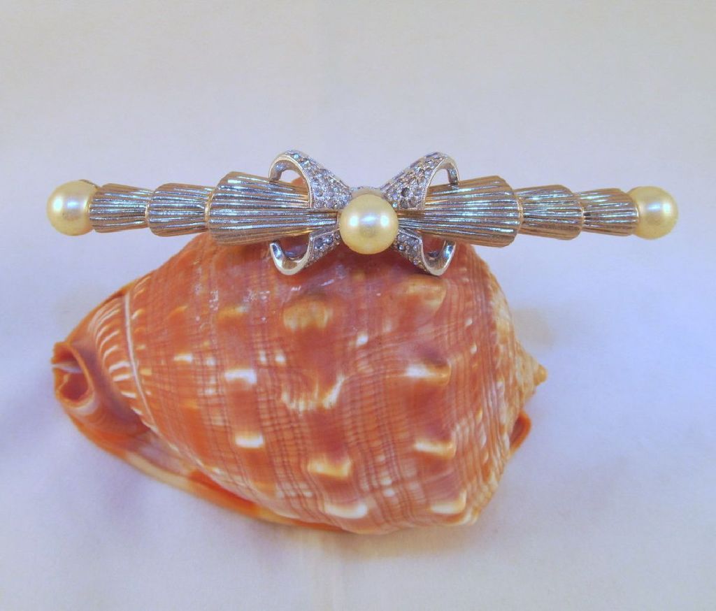 Outstanding Jomaz Gold/Silver-tone Faux Pearl Rhinestone Bar Pin 3 3/4" Outstanding Jomaz Gold/Silver-tone Faux Pearl Rhinestone Bar Pin 3 3/4"