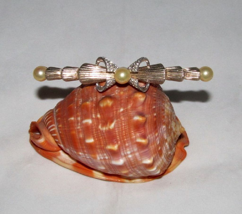 Outstanding Jomaz Gold/Silver-tone Faux Pearl Rhinestone Bar Pin 3 3/4" Outstanding Jomaz Gold/Silver-tone Faux Pearl Rhinestone Bar Pin 3 3/4"