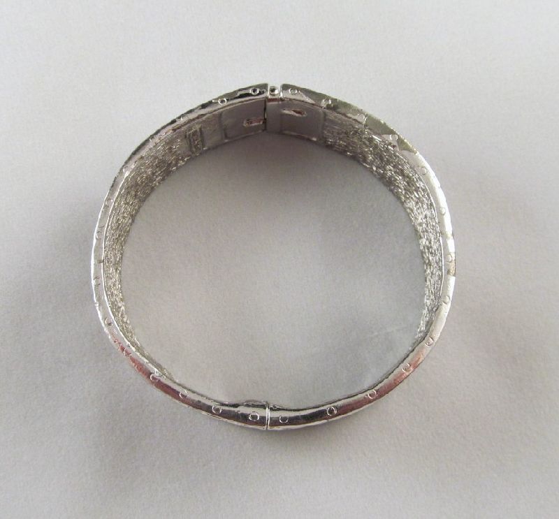 Ciner Hebrew Letters Silver-tone Hinged Bangle Bracelet Ciner Hebrew Letters Silver-tone Hinged Bangle Bracelet
