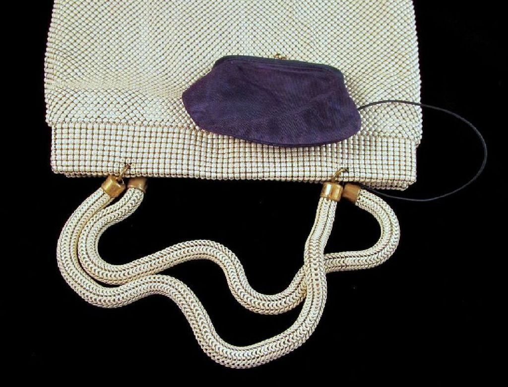 Whiting and Davis Beadlite Enamel Mesh Purse 1940s Whiting and Davis Beadlite Enamel Mesh Purse 1940s