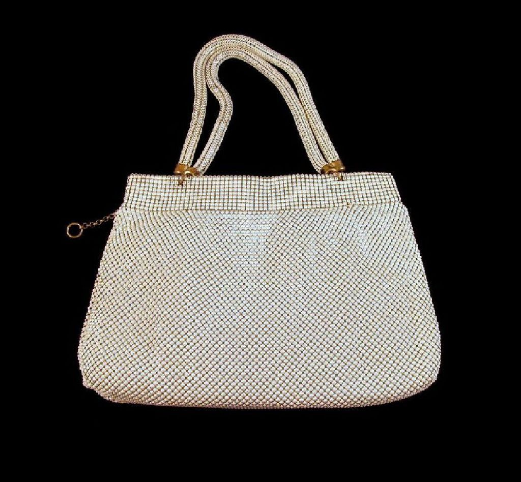 Whiting and Davis Beadlite Enamel Mesh Purse 1940s Whiting and Davis Beadlite Enamel Mesh Purse 1940s