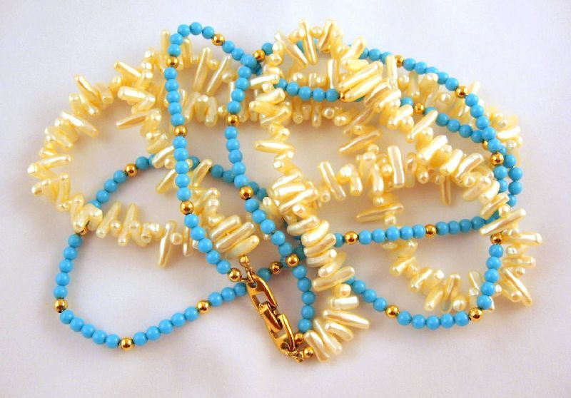 Napier Turquoise Collection Necklace Bead Faux Pearls Napier Turquoise Collection Necklace Bead Faux Pearls