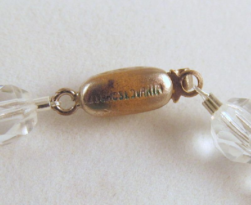 Czechoslovakia Faceted Barrel Crystal Beads Choker Necklace Czechoslovakia Faceted Barrel Crystal Beads Choker Necklace