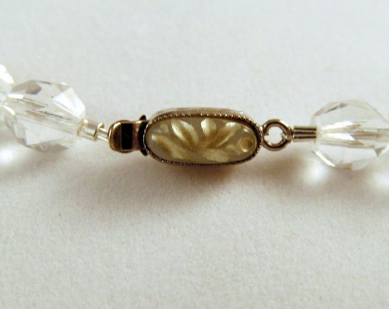 Czechoslovakia Faceted Barrel Crystal Beads Choker Necklace Czechoslovakia Faceted Barrel Crystal Beads Choker Necklace
