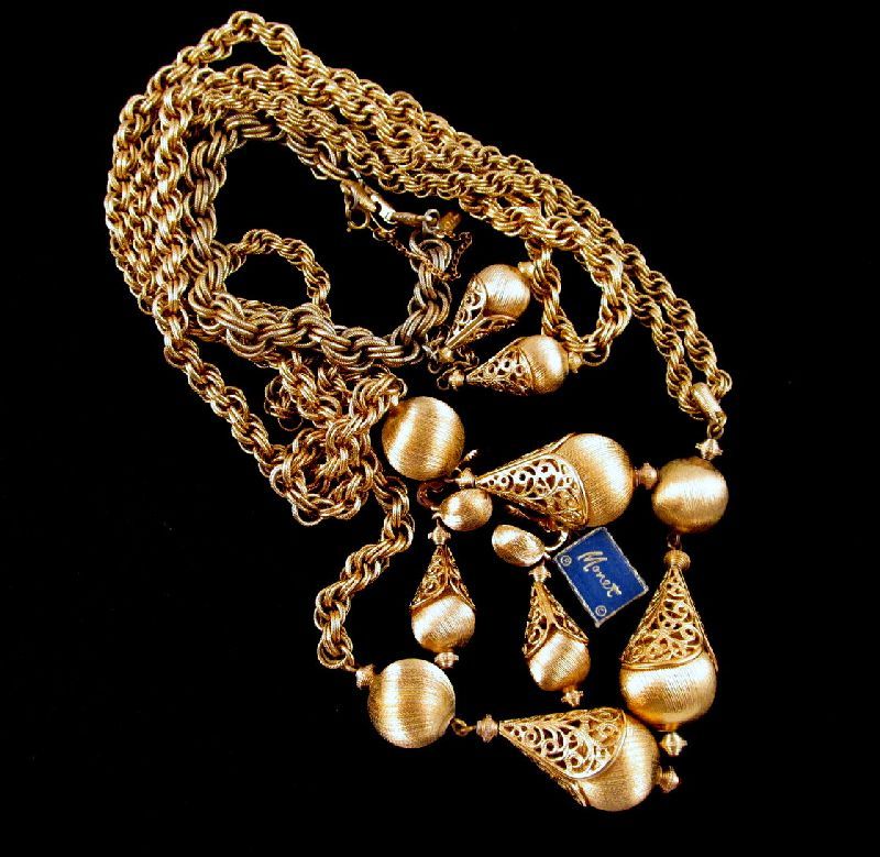 Monet Gold-tone "Bolero" Full Set Necklaces Earrings Bracelet 1961 Monet Gold-tone "Bolero" Full Set Necklaces Earrings Bracelet 1961