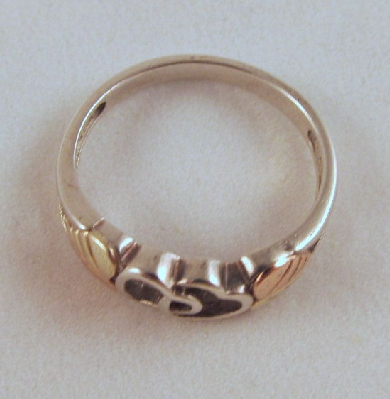 Sterling 12K Black Hills Gold Double Heart Ring Size 7 Sterling 12K Black Hills Gold Double Heart Ring Size 7