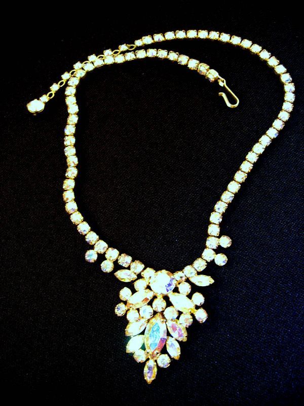 Sherman Aurora Borealis Necklace Marquise Chaton Cuts Sherman Aurora Borealis Necklace Marquise Chaton Cuts