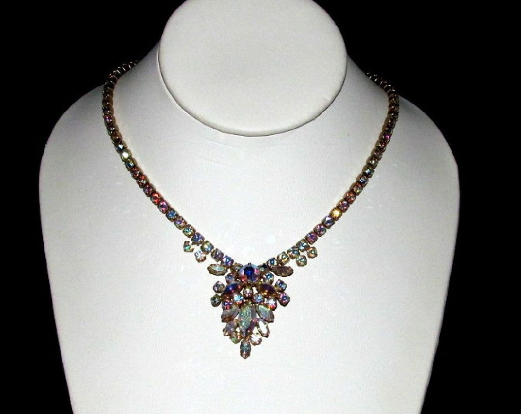 Sherman Aurora Borealis Necklace Marquise Chaton Cuts Sherman Aurora Borealis Necklace Marquise Chaton Cuts