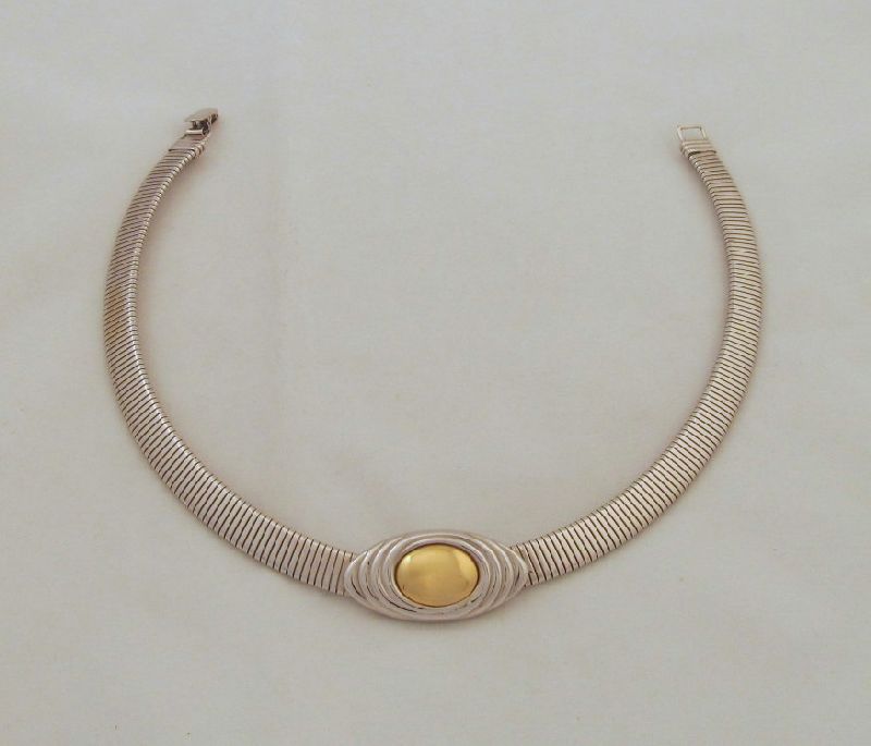 KJL for Avon Omega Chain Gas-pipe Choker Silver-tone Kenneth J. Lane KJL for Avon Omega Chain Gas-pipe Choker Silver-tone Kenneth J. Lane