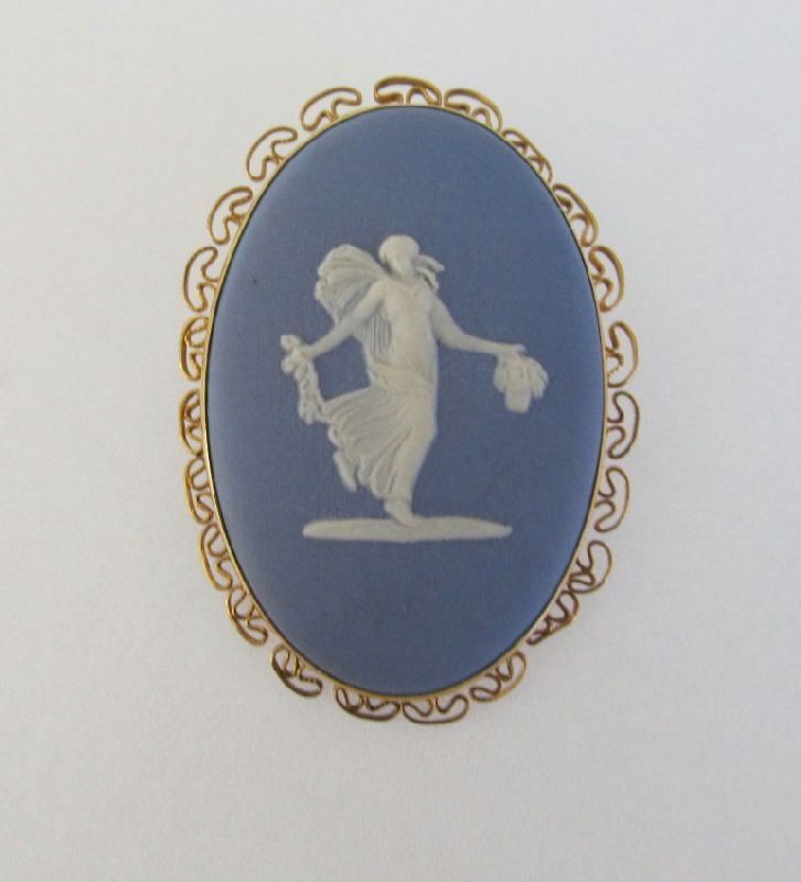 Wedgwood Floral Girl Muse Brooch Pendant Van Dell GF Wedgwood Floral Girl Muse Brooch Pendant Van Dell GF