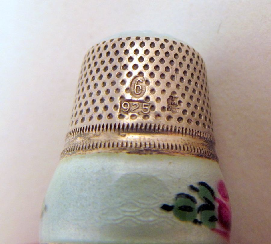 J.A. Henckels Sterling Green Guilloche Thimble Glass Top J.A. Henckels Sterling Green Guilloche Thimble Glass Top