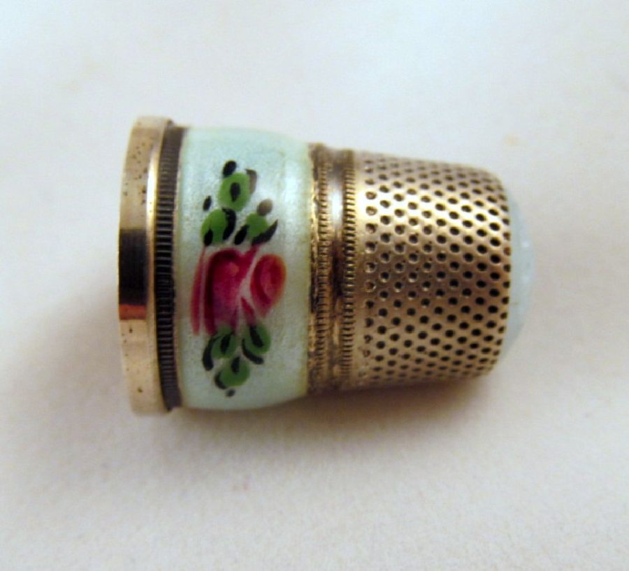 J.A. Henckels Sterling Green Guilloche Thimble Glass Top J.A. Henckels Sterling Green Guilloche Thimble Glass Top