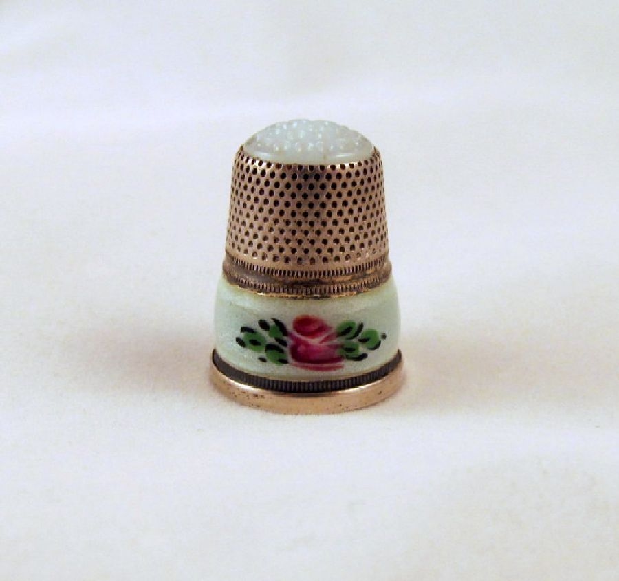 J.A. Henckels Sterling Green Guilloche Thimble Glass Top J.A. Henckels Sterling Green Guilloche Thimble Glass Top
