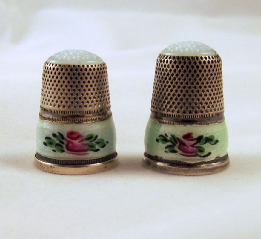 J.A. Henckels Sterling Green Guilloche Thimble Glass Top J.A. Henckels Sterling Green Guilloche Thimble Glass Top