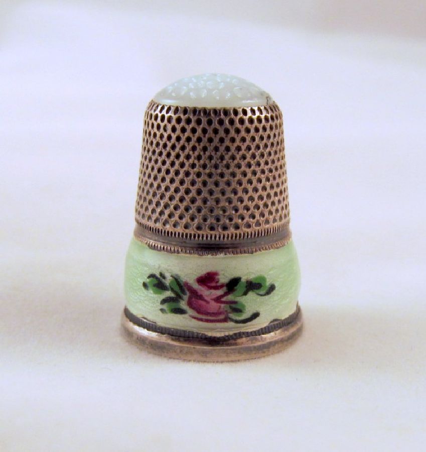J.A. Henckels Sterling Green Guilloche Thimble Glass Top 1" J.A. Henckels Sterling Green Guilloche Thimble Glass Top 1"