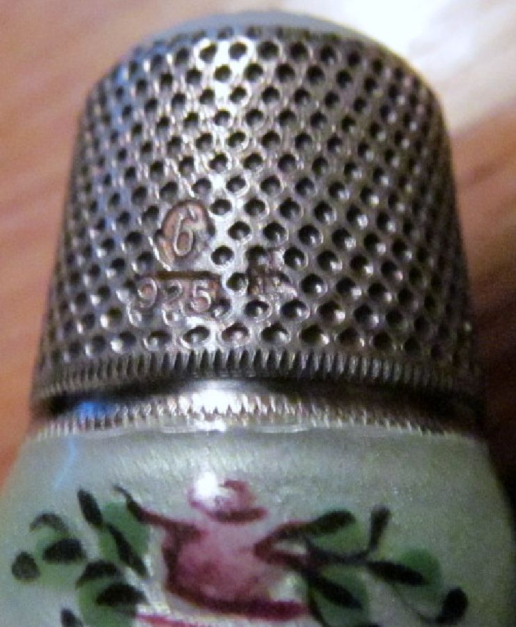 J.A. Henckels Sterling Green Guilloche Thimble Glass Top 1" J.A. Henckels Sterling Green Guilloche Thimble Glass Top 1"