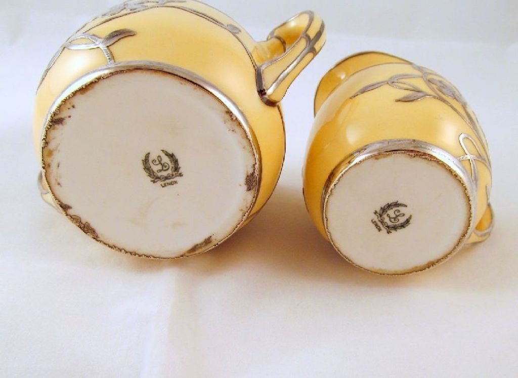 Lenox Sterling Silver Overlay Creamer Sugar Bowl Monogram B Lenox Sterling Silver Overlay Creamer Sugar Bowl Monogram B