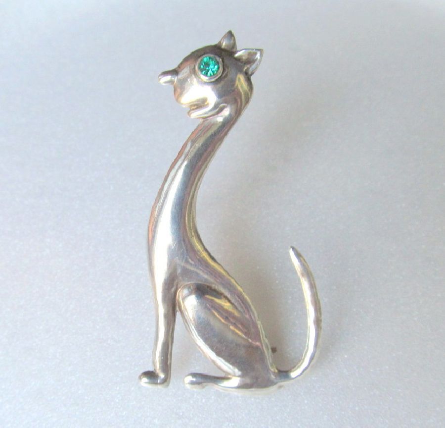 Sterling Cat Horatio de la Parra Stylized Brooch MCM Sterling Cat Horatio de la Parra Stylized Brooch MCM