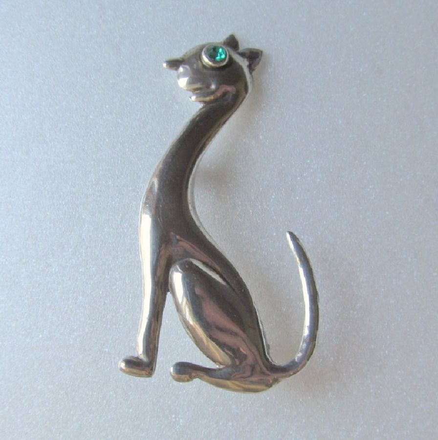 Sterling Cat Horatio de la Parra Stylized Brooch MCM Sterling Cat Horatio de la Parra Stylized Brooch MCM