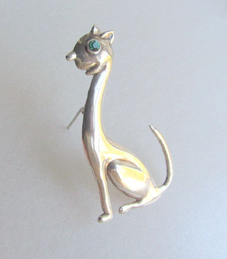 Sterling Cat Horatio de la Parra Stylized Brooch MCM Sterling Cat Horatio de la Parra Stylized Brooch MCM