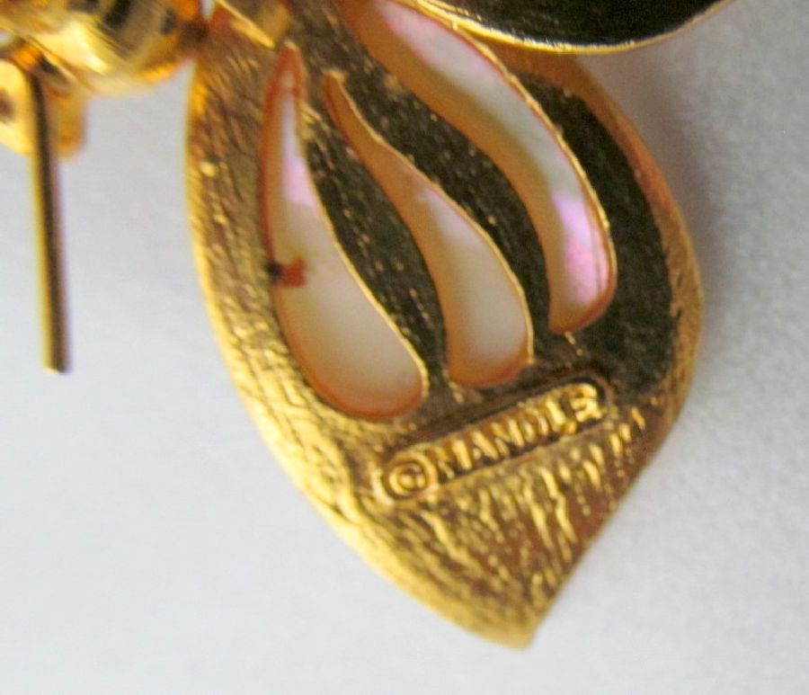R. Mandle Articulated Butterfly Mother of Pearl Brooch R. Mandle Articulated Butterfly Mother of Pearl Brooch