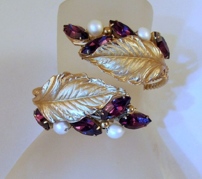 Napier Rhinestone Faux Pearl Bypass Cuff Bracelet Gold-tone Napier Rhinestone Faux Pearl Bypass Cuff Bracelet Gold-tone