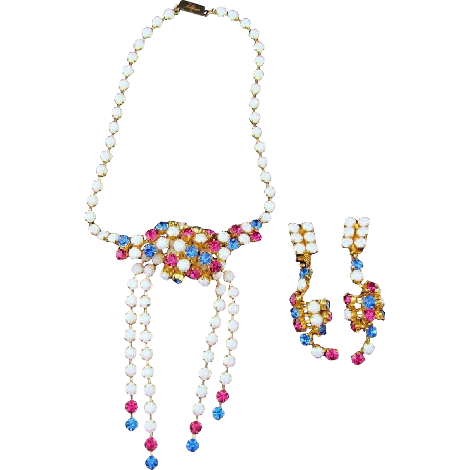 Gianni De Liguoro Couture Necklace Earrings Rhinestones Gold-tone Gianni De Liguoro Couture Necklace Earrings Rhinestones Gold-tone