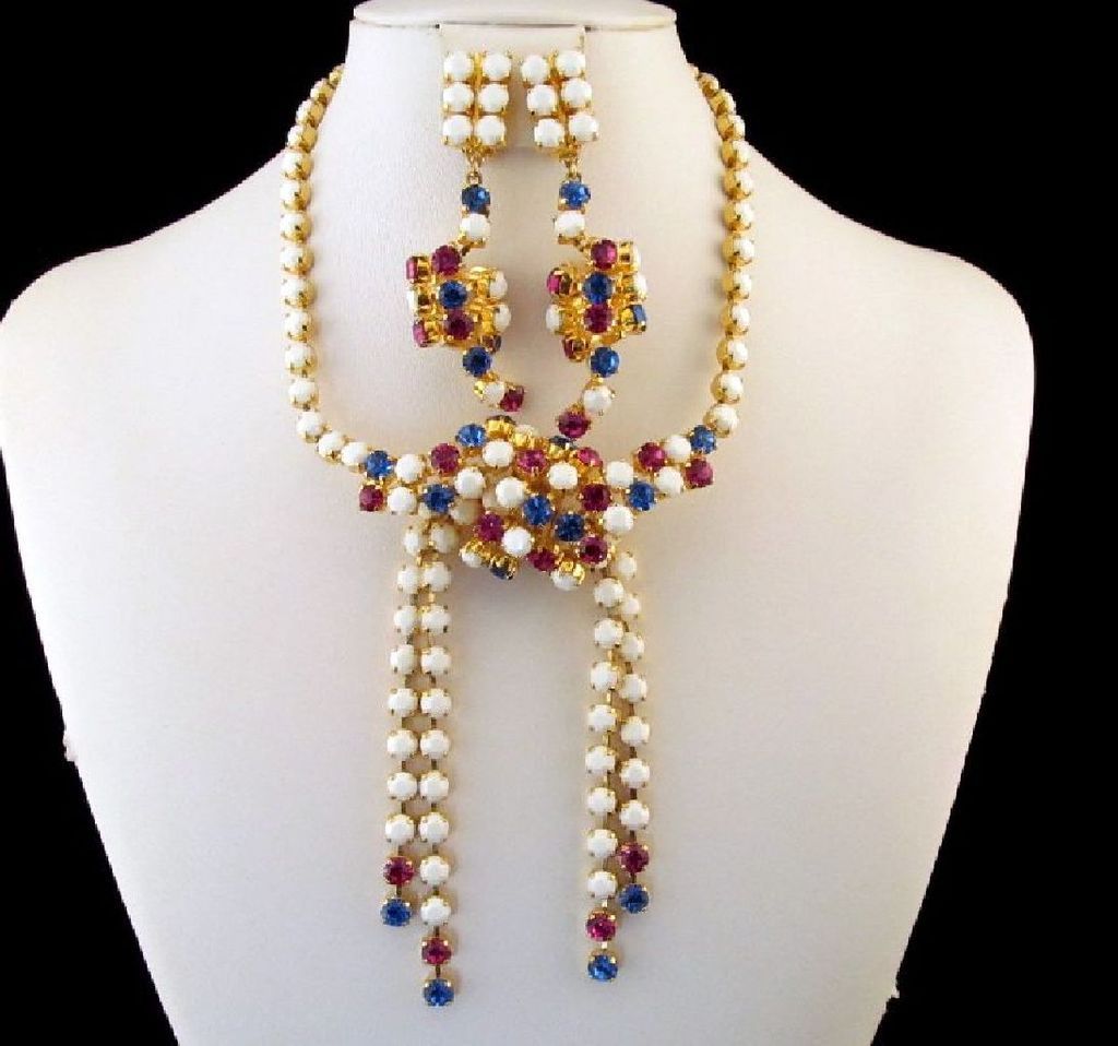 Gianni De Liguoro Couture Necklace Earrings Rhinestones Gold-tone Gianni De Liguoro Couture Necklace Earrings Rhinestones Gold-tone