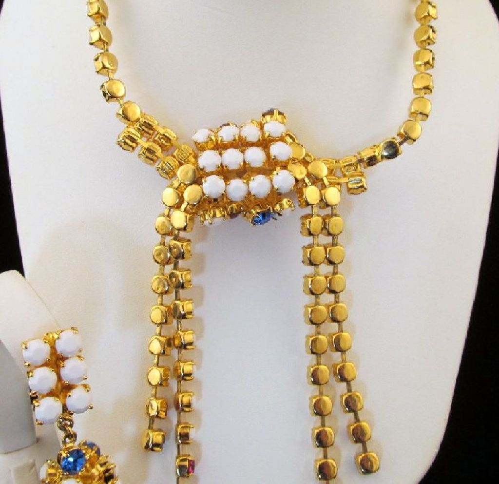 Gianni De Liguoro Couture Necklace Earrings Rhinestones Gold-tone Gianni De Liguoro Couture Necklace Earrings Rhinestones Gold-tone