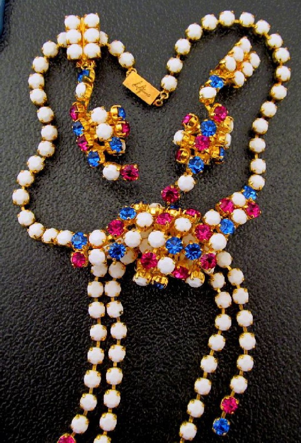 Gianni De Liguoro Couture Necklace Earrings Rhinestones Gold-tone Gianni De Liguoro Couture Necklace Earrings Rhinestones Gold-tone