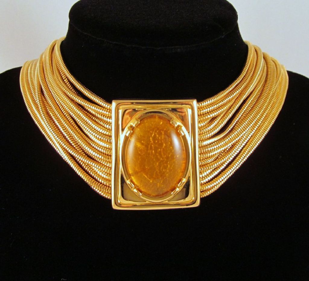 Monet Runway Amber Choker Necklace Multi Snake Chains Monet Runway Amber Choker Necklace Multi Snake Chains
