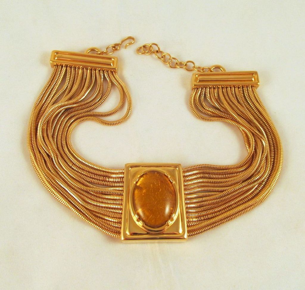 Monet Runway Amber Choker Necklace Multi Snake Chains Monet Runway Amber Choker Necklace Multi Snake Chains