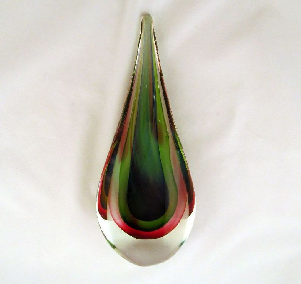 Flavio Poli for Seguso Sommerso Teardrop Sculpture Fuchsia Green Blue Clear Flavio Poli for Seguso Sommerso Teardrop Sculpture Fuchsia Green Blue Clear