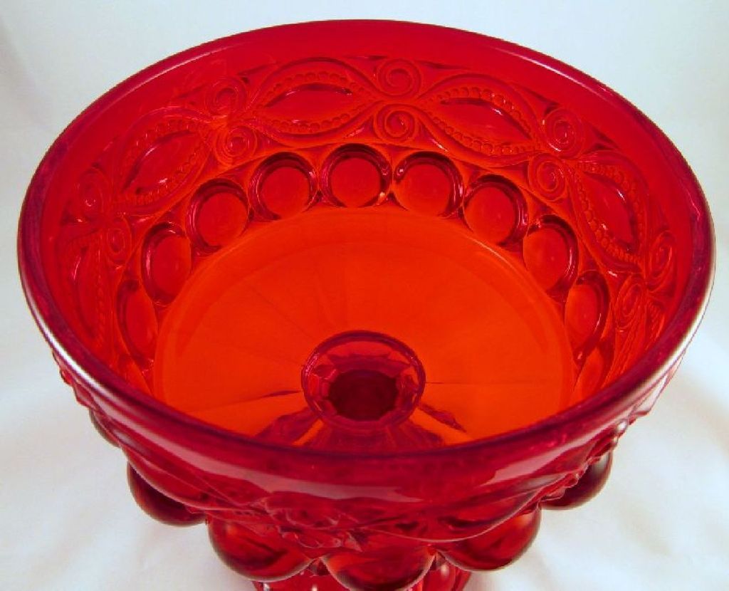 Ruby Red L G Wright Eye Winker Covered Compote 11" Eyewinker Ruby Red L G Wright Eye Winker Covered Compote 11" Eyewinker