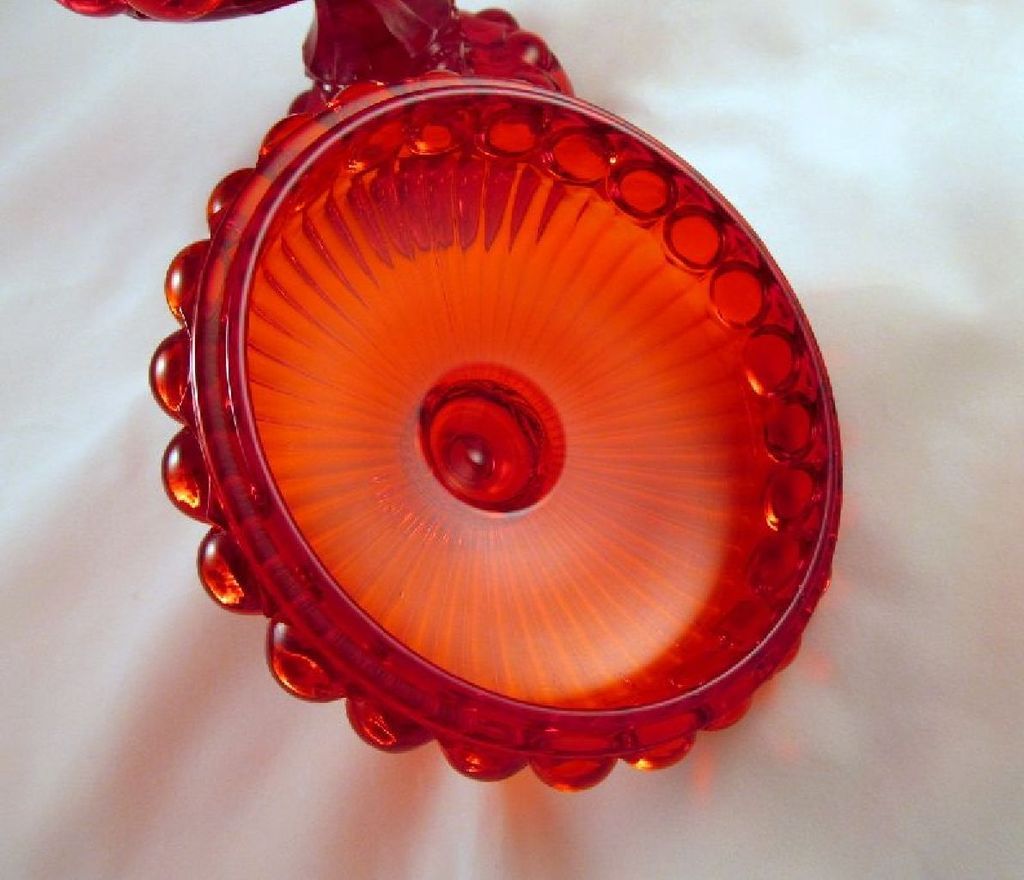 Ruby Red L G Wright Eye Winker Covered Compote 11" Eyewinker Ruby Red L G Wright Eye Winker Covered Compote 11" Eyewinker