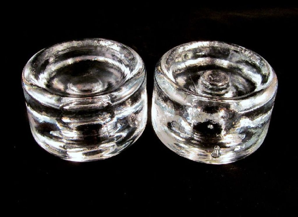 Blenko Squat Candle Holders Crystal Pair Mid Century Modern Blenko Squat Candle Holders Crystal Pair Mid Century Modern