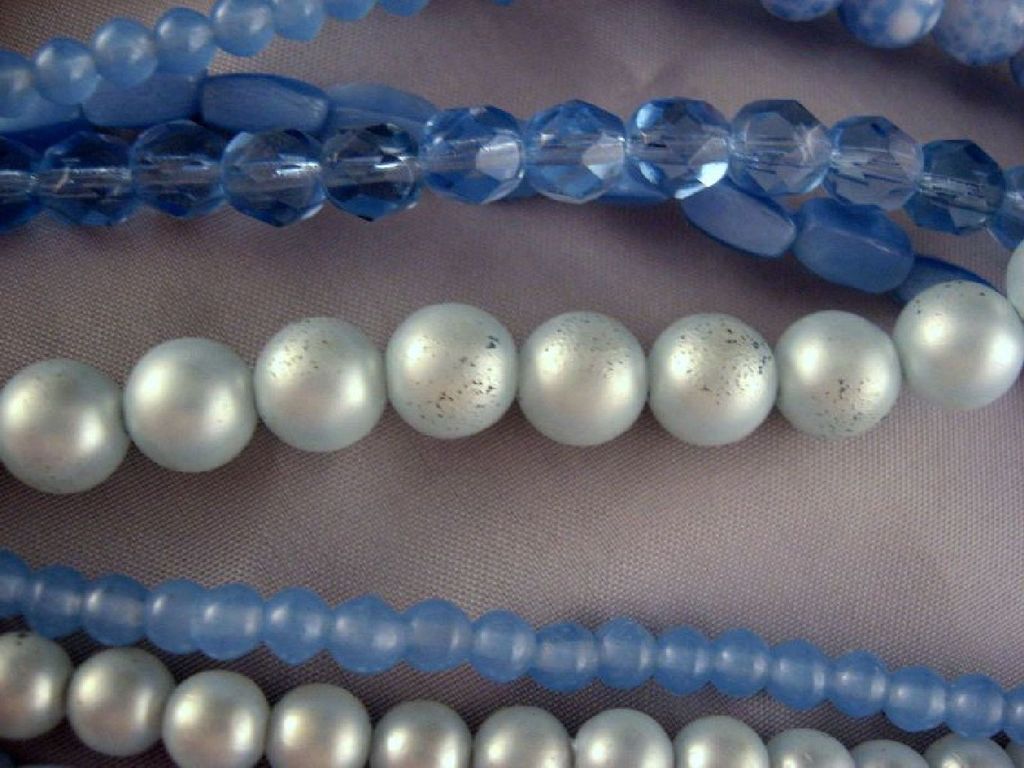 Blue Marvella 10 Strand Glass Necklace Earrings Set Blue Marvella 10 Strand Glass Necklace Earrings Set