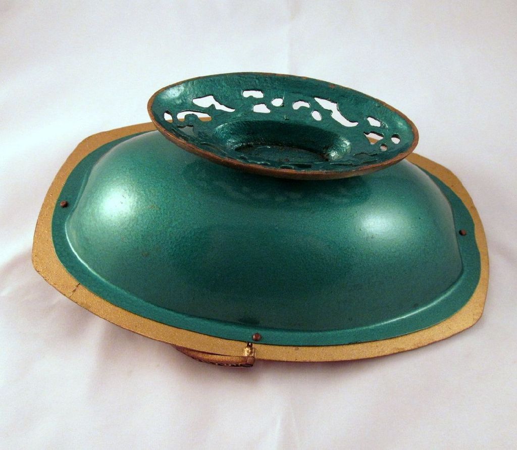 Vintage Brass Enamel Basket Fruit Israel Souvenir Teal Blue Vintage Brass Enamel Basket Fruit Israel Souvenir Teal Blue