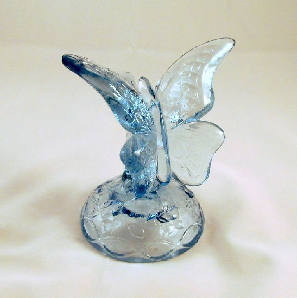 Fenton Light Blue Butterfly Ring Tree Holder Fenton Light Blue Butterfly Ring Tree Holder