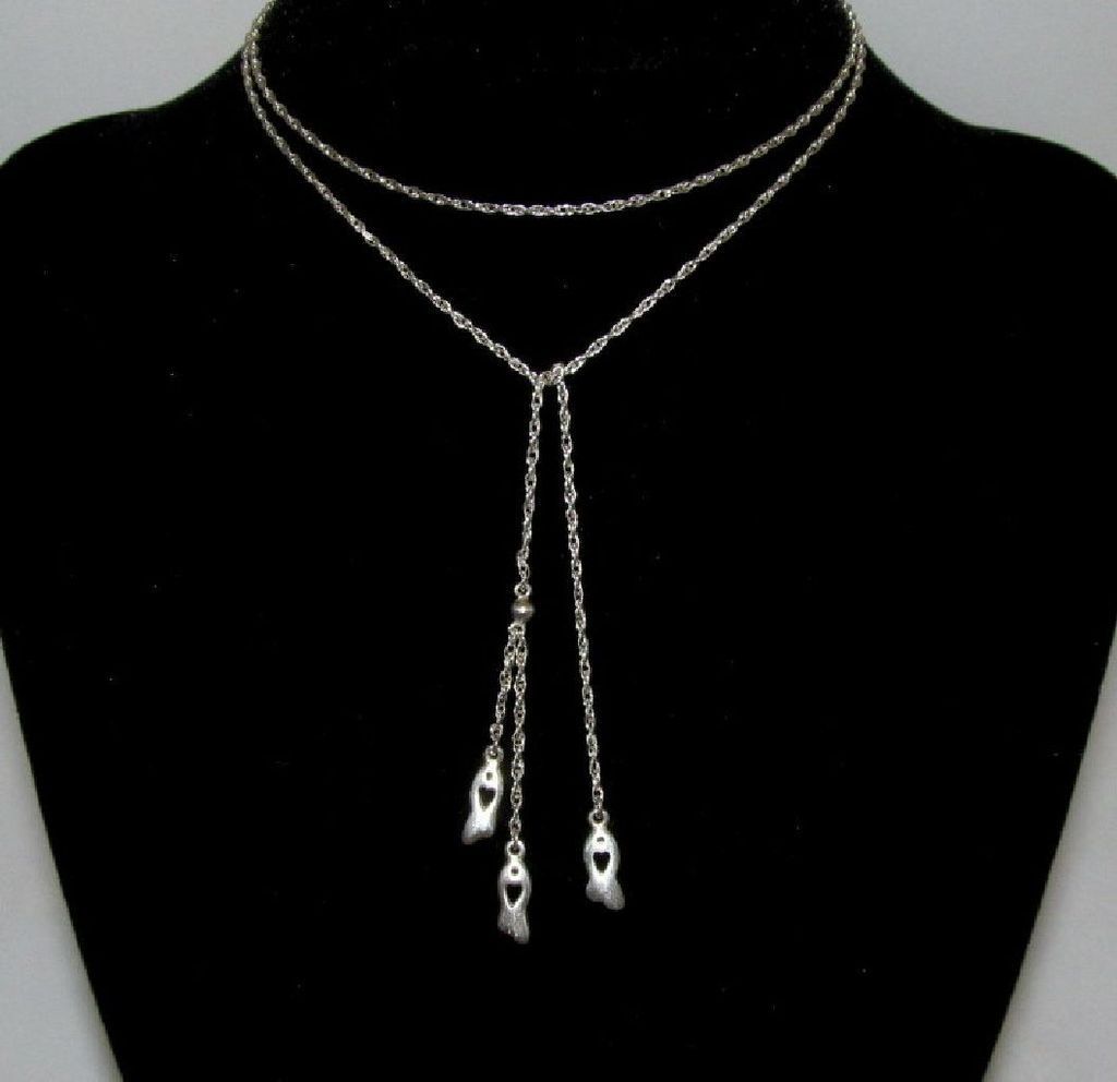 Monet CIANI Sterling Silver Fish Lariat Necklace Monet CIANI Sterling Silver Fish Lariat Necklace