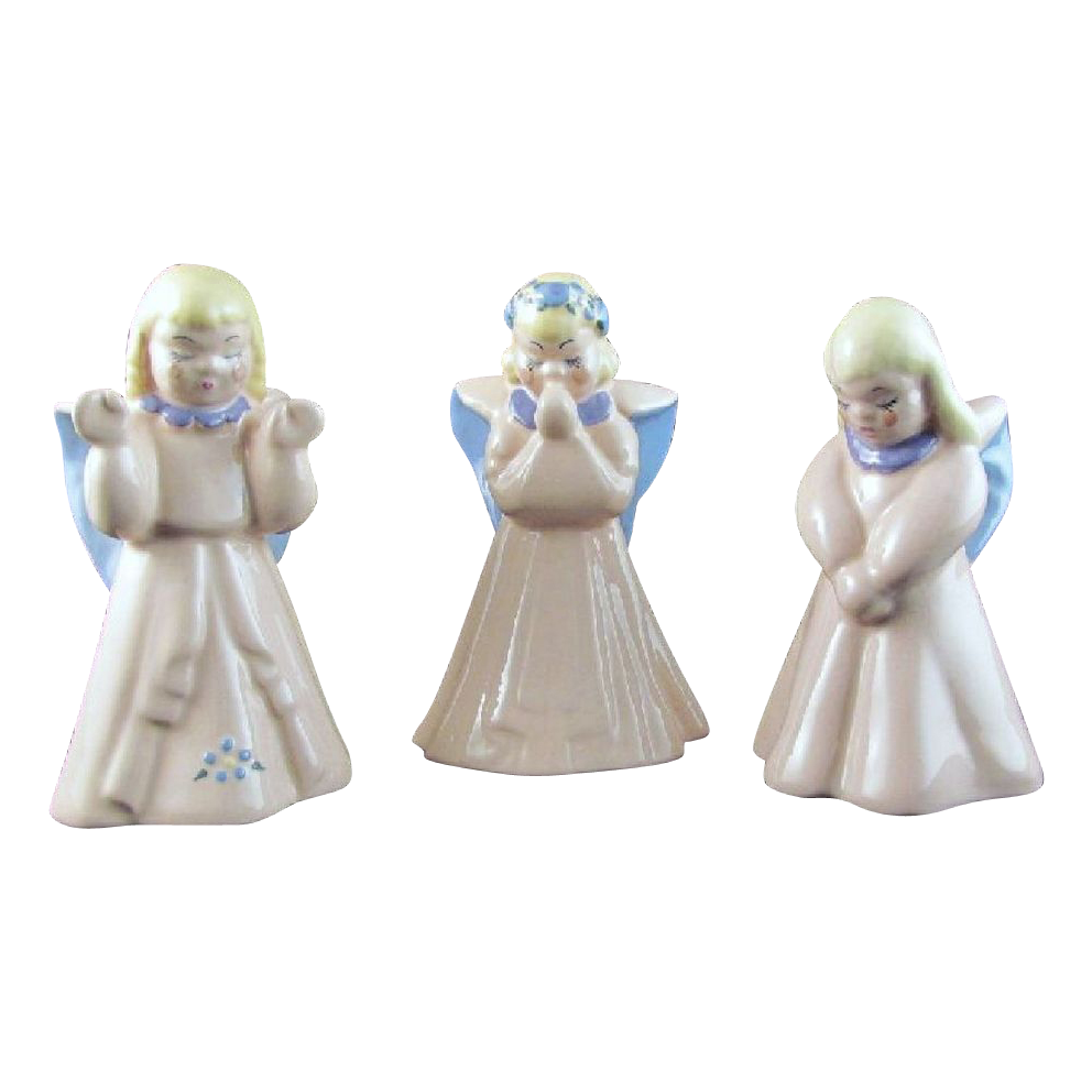Kay Finch Three Praying Angels Set Pastel Colors Kay Finch Three Praying Angels Set Pastel Colors
