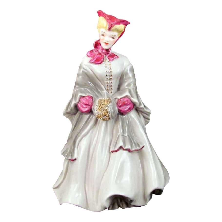Camille Figurine Florence Ceramics Fuchsia Trim Grey Dress Camille Figurine Florence Ceramics Fuchsia Trim Grey Dress