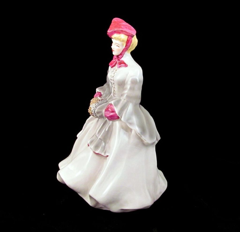 Camille Figurine Florence Ceramics Fuchsia Trim Grey Dress Camille Figurine Florence Ceramics Fuchsia Trim Grey Dress